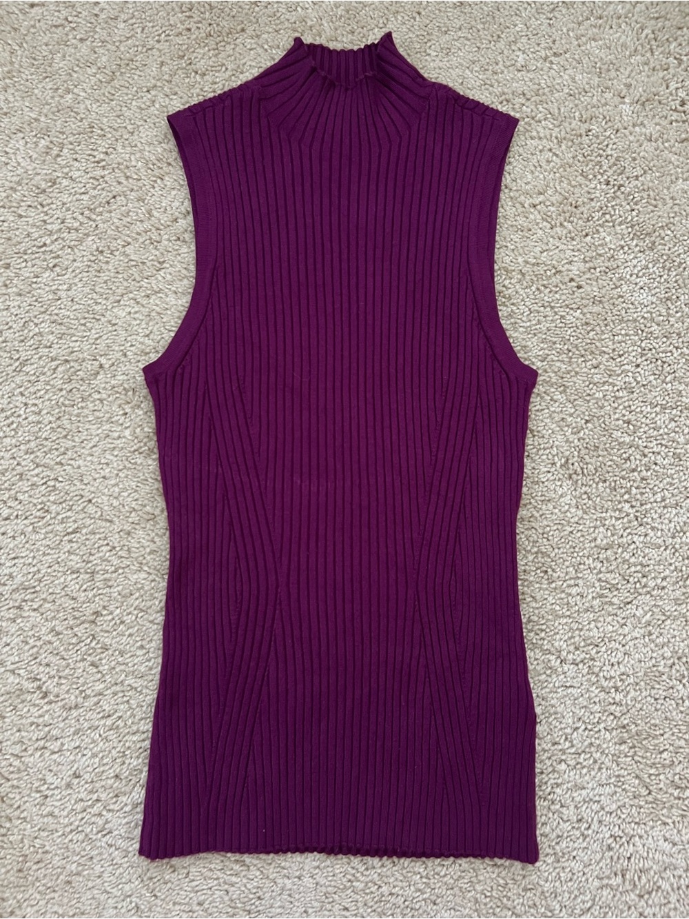 Madewell Small Purple Ribbed Sleeveless Mock Neck Tank Top Shirt